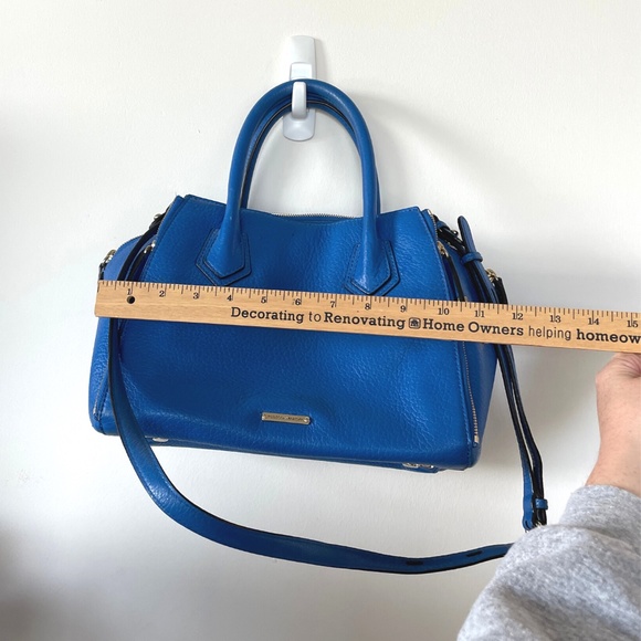 Rebecca Minkoff Pebbled Leather Perry Satchel Blue - Picture 5 of 9